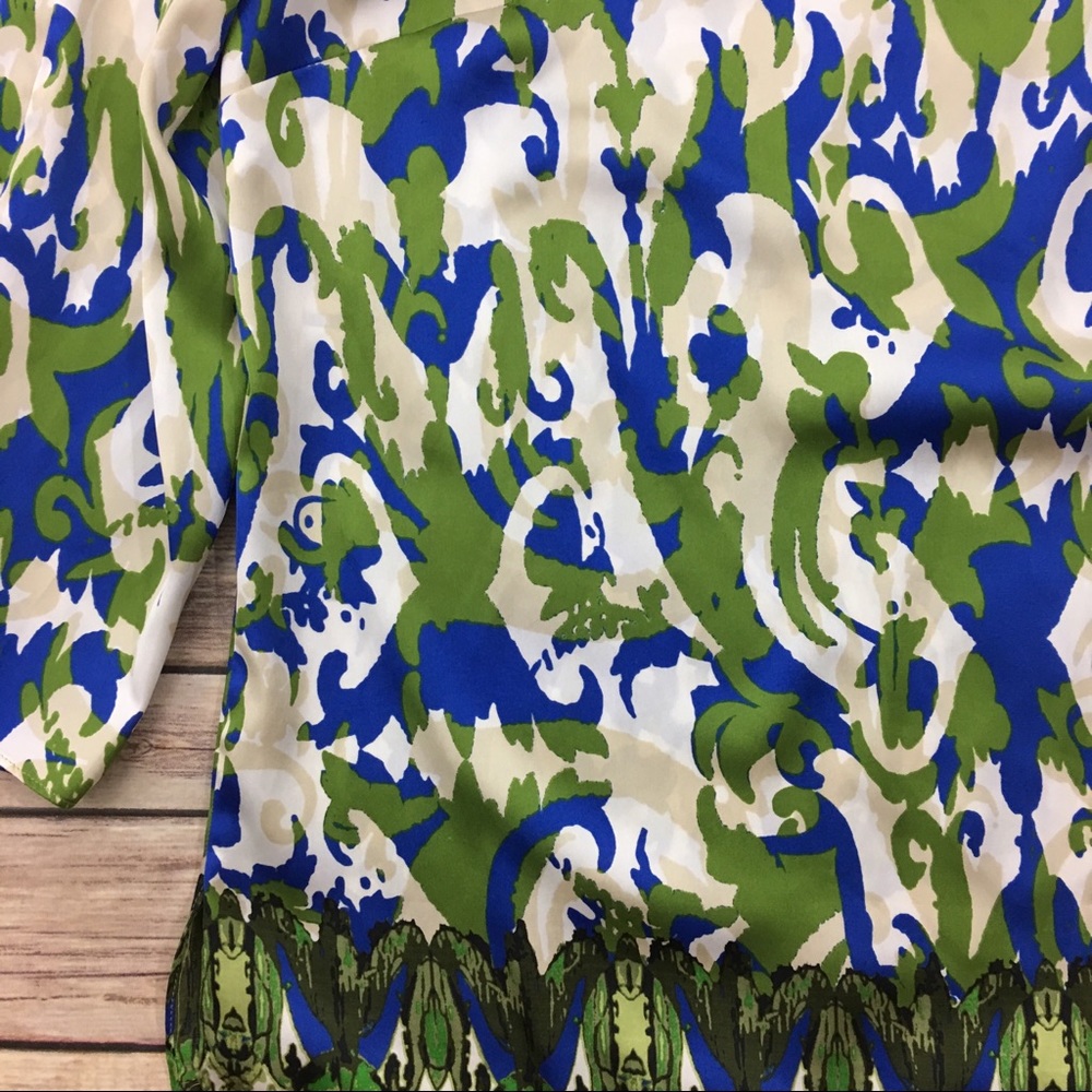 Jones New York Patterned Color Block On Top Blouse - image 2